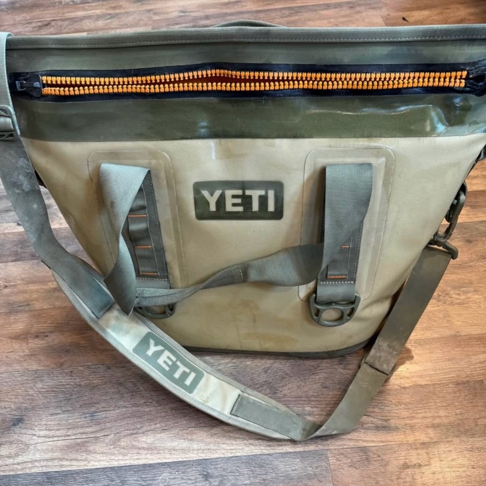 YETI Tan and Orange Duffel Bag